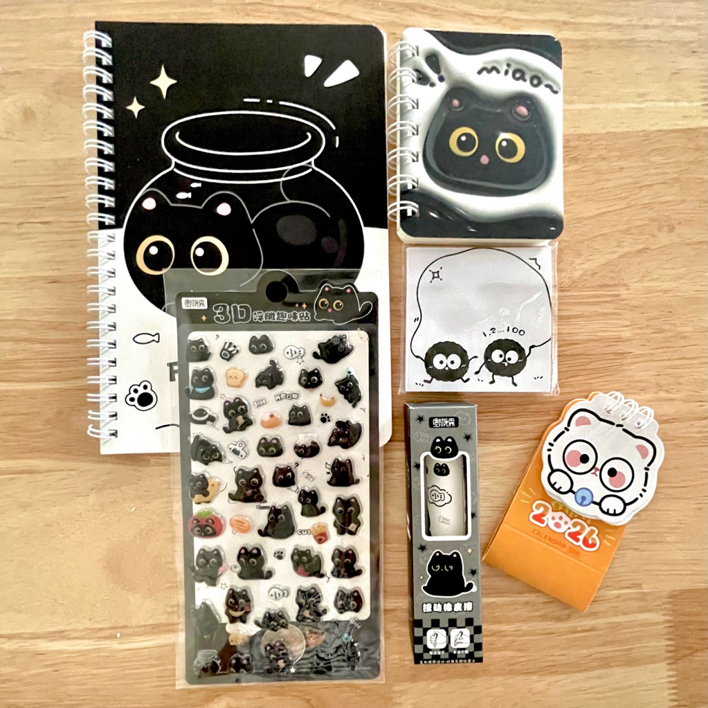 Cuemuloo • 3D Bubble Puffy Black Cat & Coal Sticker Set Teachers Day Party Pack Birthday Notebook Er