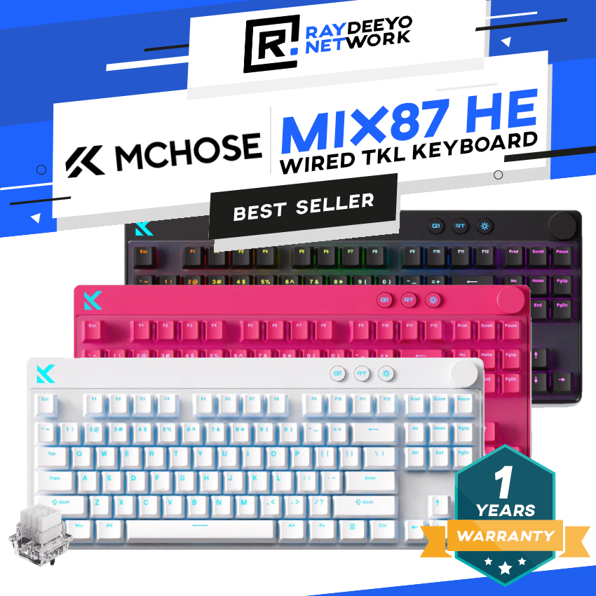 MCHOSE Mix87 Wired Hall Effect สวิตช์แม่เหล็กพร้อมปุ่มคีย์บอร์ดสําหรับเล่นเกม 8000Hz TKL Rapid Trigg