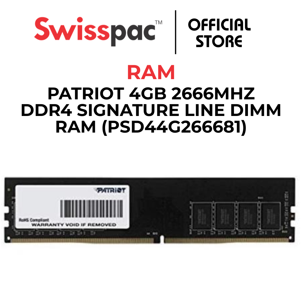 PATRIOT 4GB 2666MHZ DDR4 SIGNATURE LINE DIMM RAM (PSD44G266681)