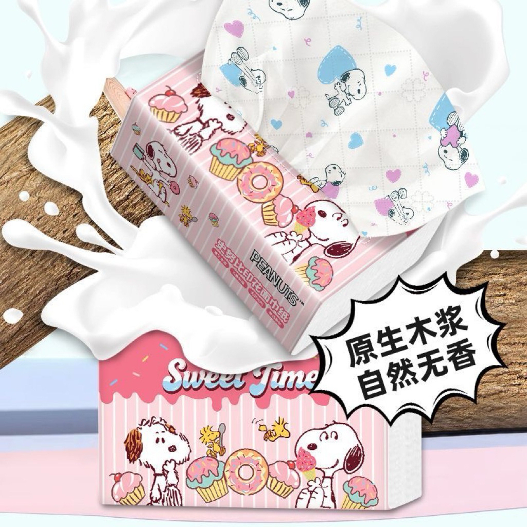 Snoopy Sweet Time กระดาษเช็ดหน้าพิมพ์ลาย Virgin Wood Pulp รูปที่ 3