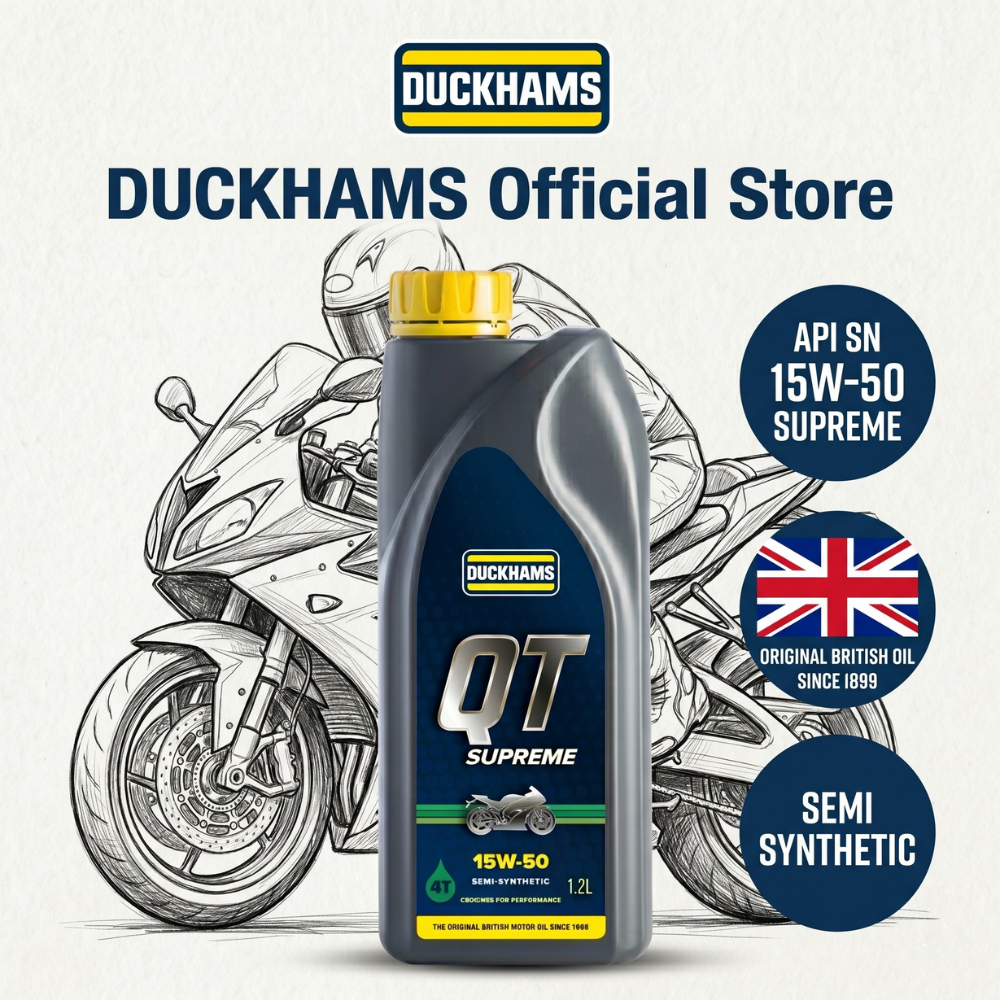 DUCKHAMS QT SUPREME 15W50 (1.2 ลิตร) SEMI SYNTHETIC MOTORCYCLE OIL 4T