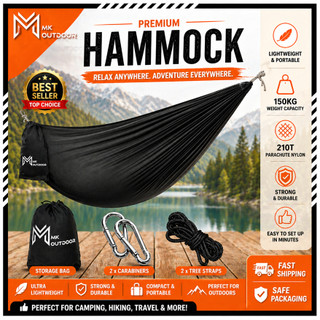 Camping Hammock Buian 270x140cm | Parachute Nylon Ultra Light | Portable Travel Buaian Outdoor Garden Hiking Malaysia