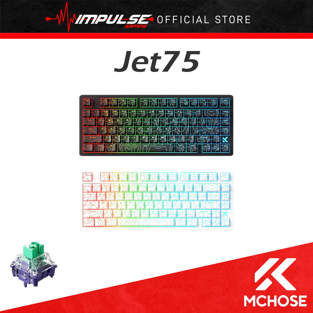 MCHOSE Jet 75 Rapid Trigger Keyboard 75% เปอร์เซ็นต์, Hall Effect Black Topographic Gaming Keyboard,