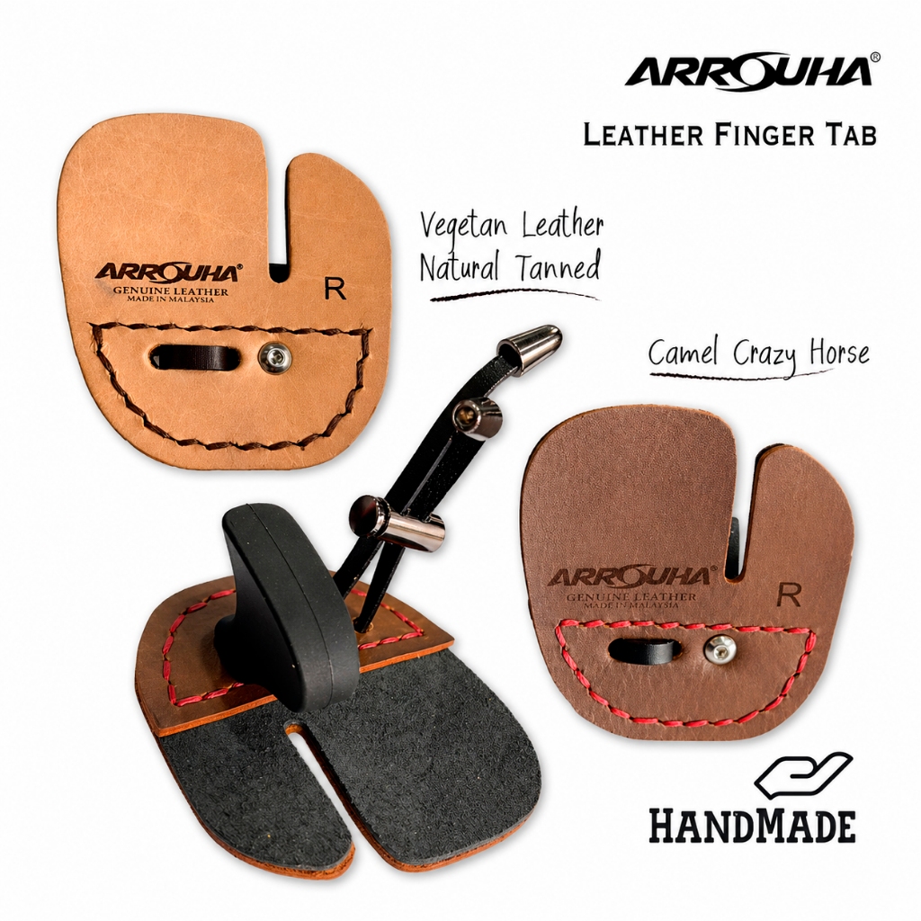 Arrouha Archery Finger Tab Protection Leather Crazy Horse สําหรับเทคนิคสมัยใหม่และแบบดั้งเดิม