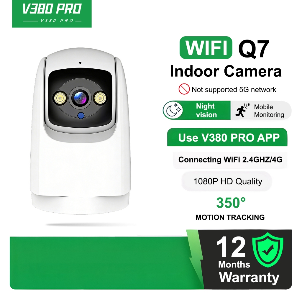 V380 PRO Q7 กล้องวงจรปิด WiFi IP Security Cam PTZ กล้อง 4G เสียงสองทาง, สัญญาณเตือน, การมองเห็นได้ใน