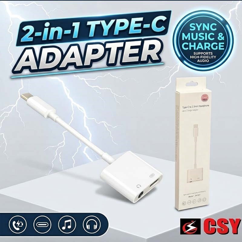 [แพ็คเกจชาร์จ] JH-031 TYPE-C เป็นอะแดปเตอร์แจ็คหูฟัง 3.5 มม.