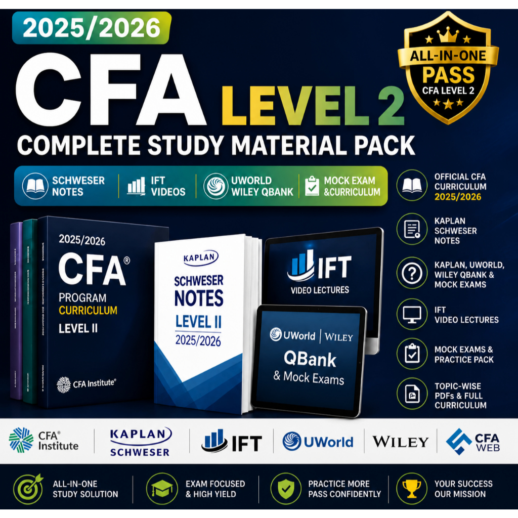 2025/2026 CFA Level 2 Comprehensive Study Pack- โน้ต Schweser, วิดีโอ IFT, UWorld Wiley QBank, หนังส