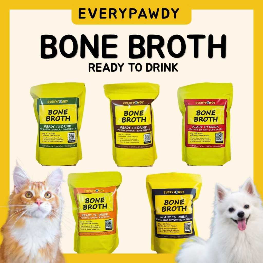 น้ําซุปกระดูกสําหรับสัตว์เลี้ยง | Meal Topper สําหรับแมวและสุนัข (EVERYPAWDY BONE BROTH)