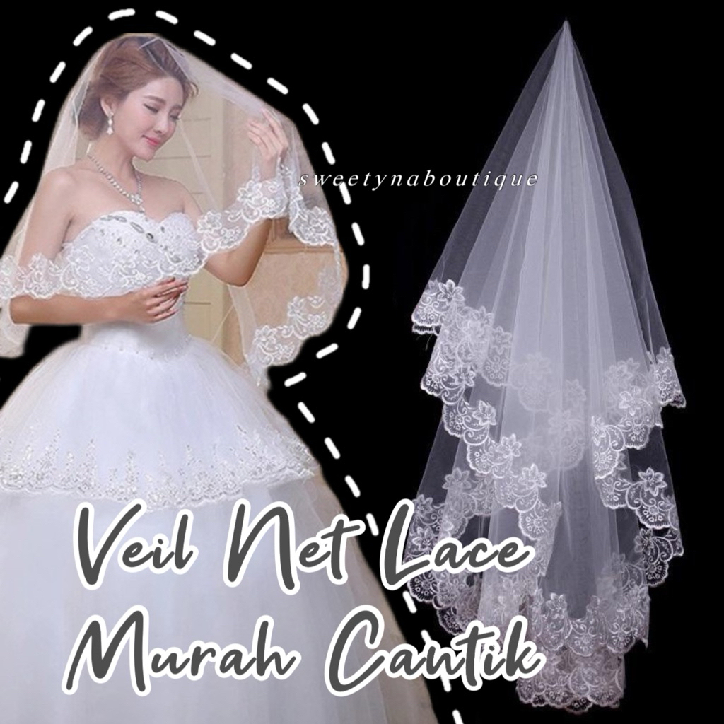 Veil Net Lace / Lace Edge เจ้าสาวแต่งงาน Tulle Net / Veil Tunang Nikah