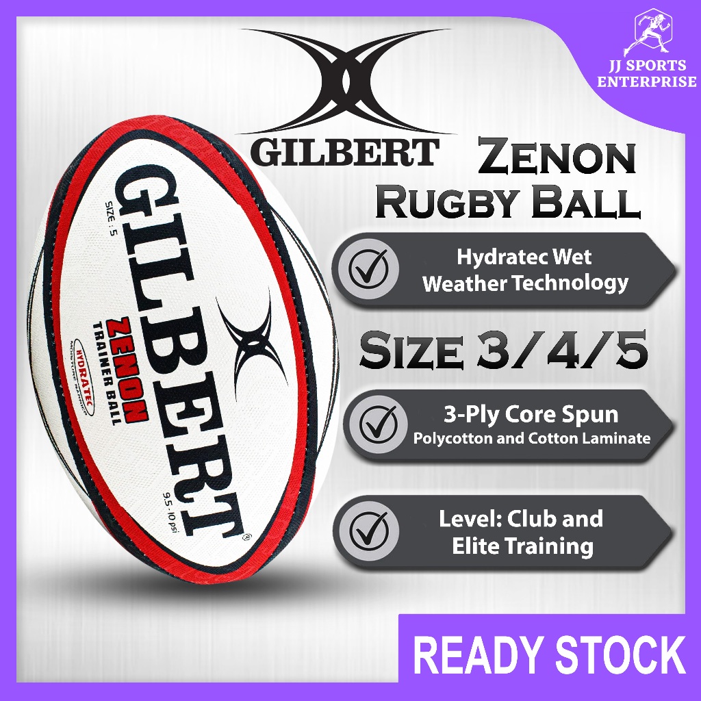Gilbert Rugby Ball Zenon Bola Ragbi Bola Training Rugby Ball Bola Ragbi Latihan สีแดง