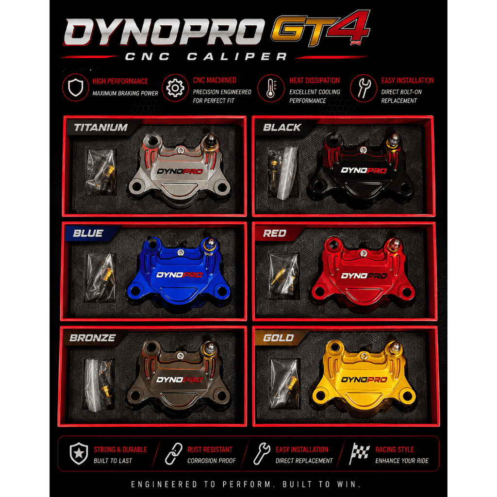 Dynopro Caliper GT2 2POT ALLOY Piston Full CNC Y15 LC135 LC V8 XMAX NVX RS150 VARIO ADV
