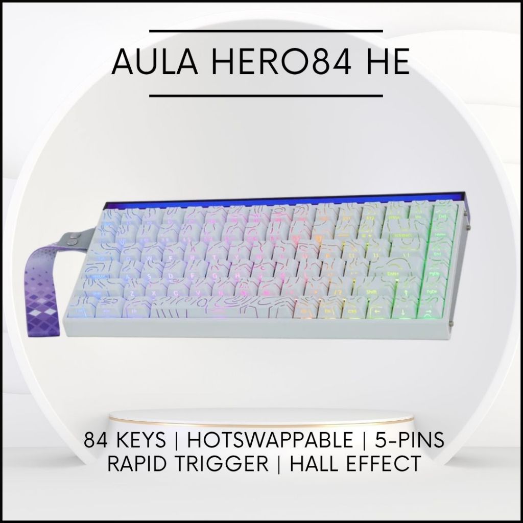 AULA HERO 84HE คีย์บอร์ดแม่เหล็ก RT0.01 8Khz แบบมีสายพร้อมกล่องไฟ RGB คีย์บอร์ด Latency ต่ํา