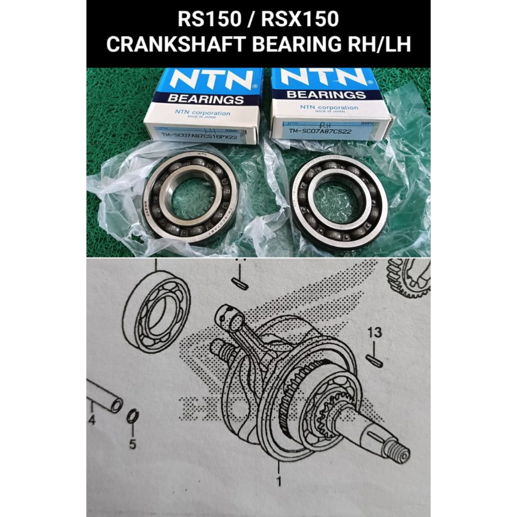 HONDA RS150 RSX150 NTN JAPAN CRANKSHAFT BEARING 6207 RH KANAN LH KIRI