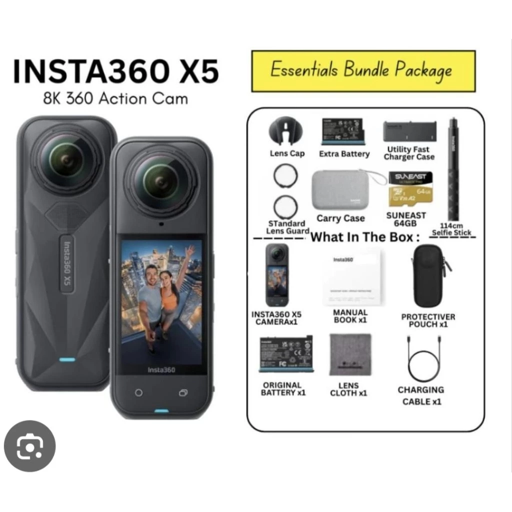 INSTA360 X5 360 8k ACTION CAMERA ESSENTIAL BUNDLE