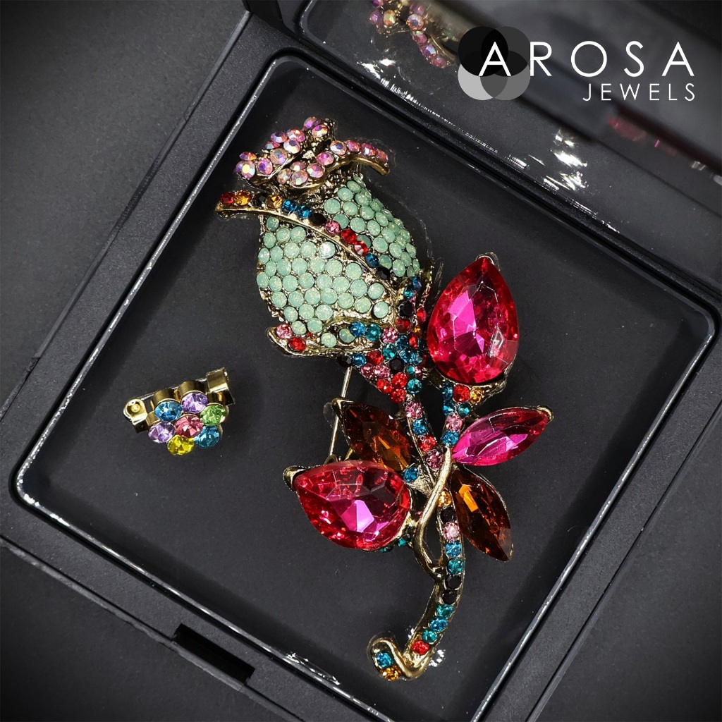 AROSA JEWELS Flora Series 2-in-1 ชุดเข็มกลัด kerrongsang A9-10 (8.2cm x 4.0cm)
