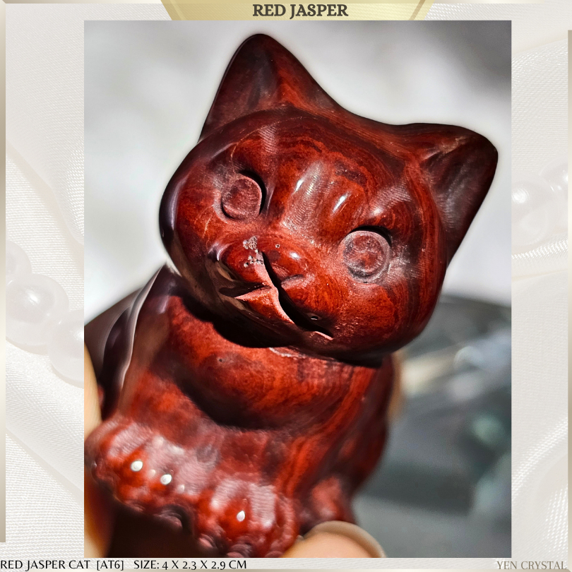 RED JASPER CAT PREMIUM GRADE [AT6] -เพียง 1 ชิ้น- ความมีชีวิตชีวา · Grounding · Courage