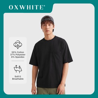 Oxwhite Men Essential Round Neck Pocket Oversized Tee