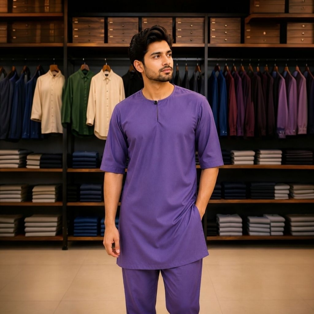 ADULT Mens KURTA THREE-SLEEVED OSAKA TYPE FABRIC ผ้าฝ้าย