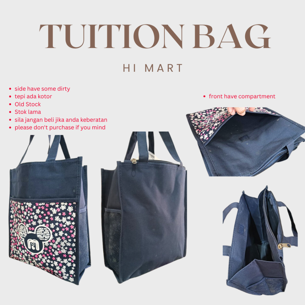 Hi Mart - Canvas School Tuition Bag Hand Carrying Travel Beg Sekolah Old Stok Lama