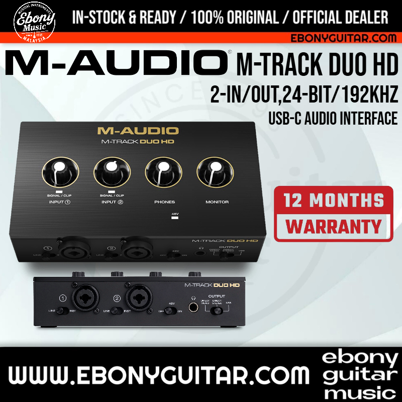 M-Audio M-Track Duo HD 2-Channel USB-C Audio Interface High-Resolution 24-bit/192kHz พร้อมปรีแอมป์คร