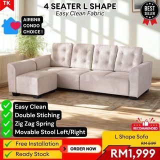 ⚡Free Installation⚡ 4 Seater LShape Sofa / Easy Clean / Budget Friendly / Soft Touch / Spring 151-31