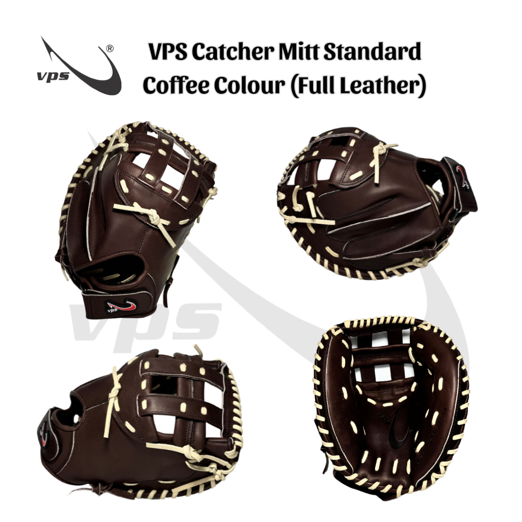VPS Softball CATCHER MITT 34" กาแฟหนังฟูลเกรน COLOUR | ไม้จับใบมีด โซฟีโบล