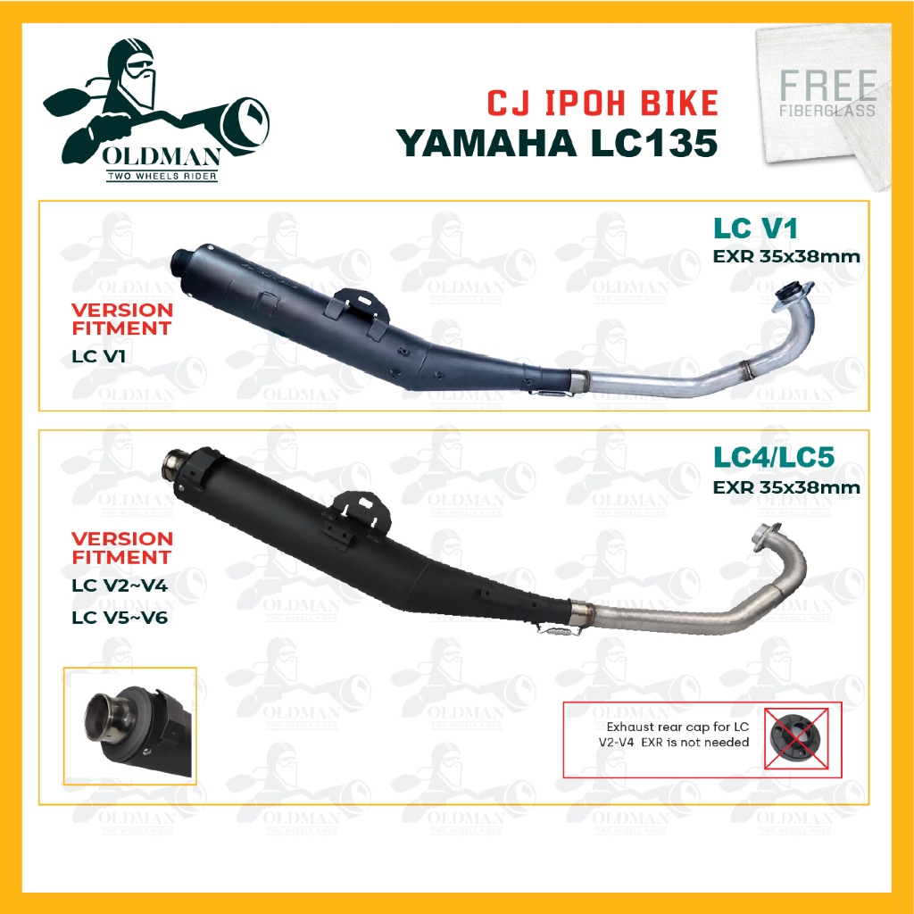 ท่อไอเสีย CJ IPOH BIKE LC135 V1 V2 V3 V4 V5 V6 V7 V8 ตัดมาตรฐาน EXR-O2 SENSOR 35x38 มม.