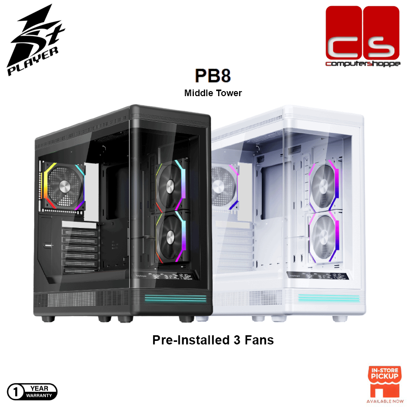 1ST PLAYER PB8 MID Tower Gaming Pc Case (3-ARGB FANS)