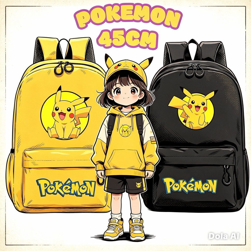 PIKA BEG 45CM Pika00 Japan Fashion Pikachu Beg Viral Beg belakang Beg galas Backpack Bagpack