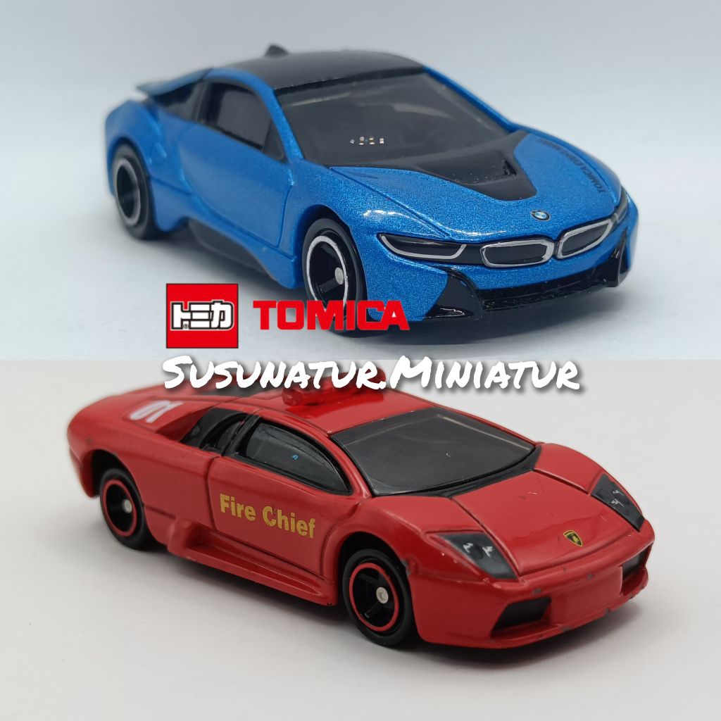 Tomica No.14 Event Model BMW i8 , Tomica Shop Lamborghini Murcielago Fire Chief Car Type (หลวม + ไม่