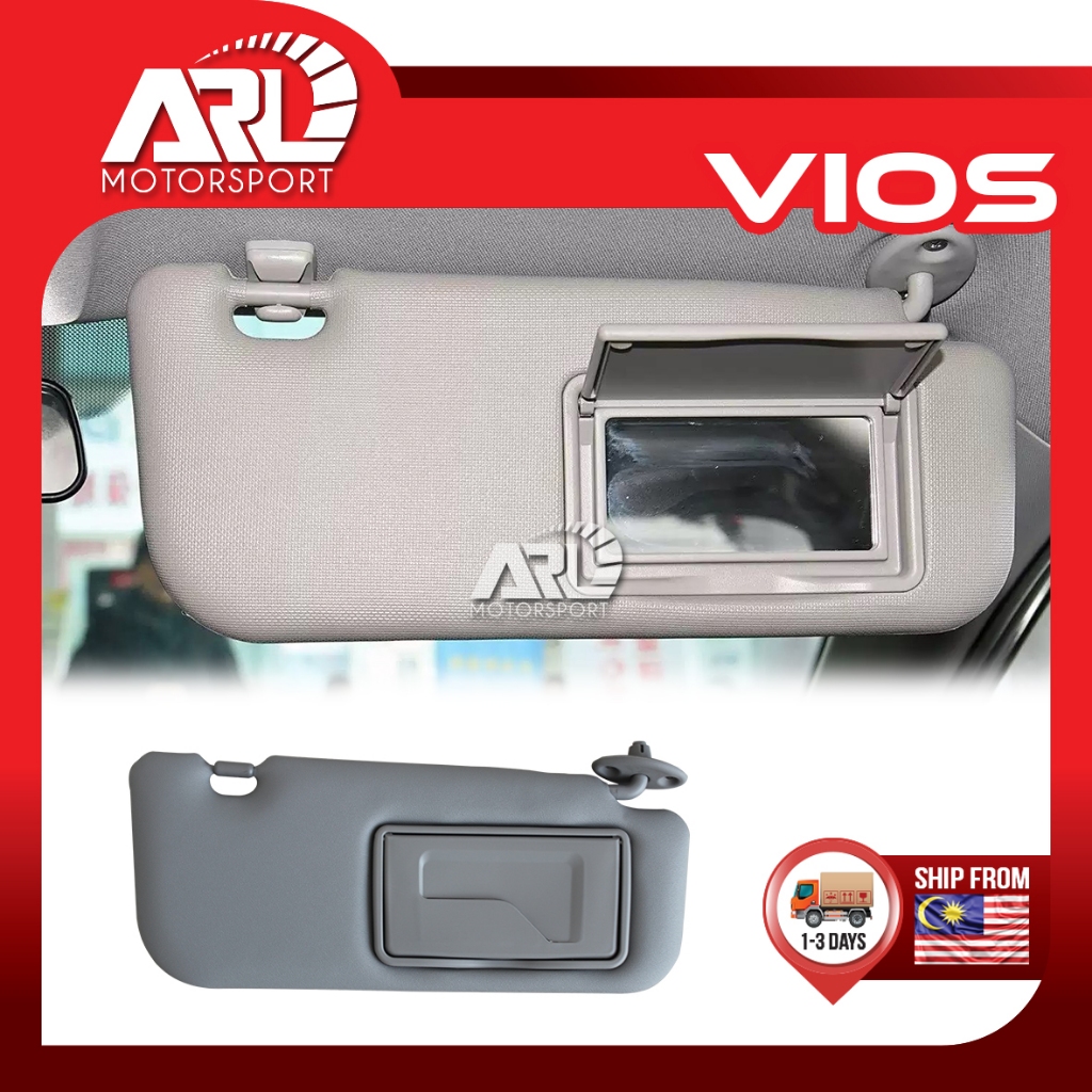 Toyota Vios 2013-2019 (3rd Gen) Sunvisor With Mirror Right Grey Holder XP150 NCP150 3rd ARL อุปกรณ์ต