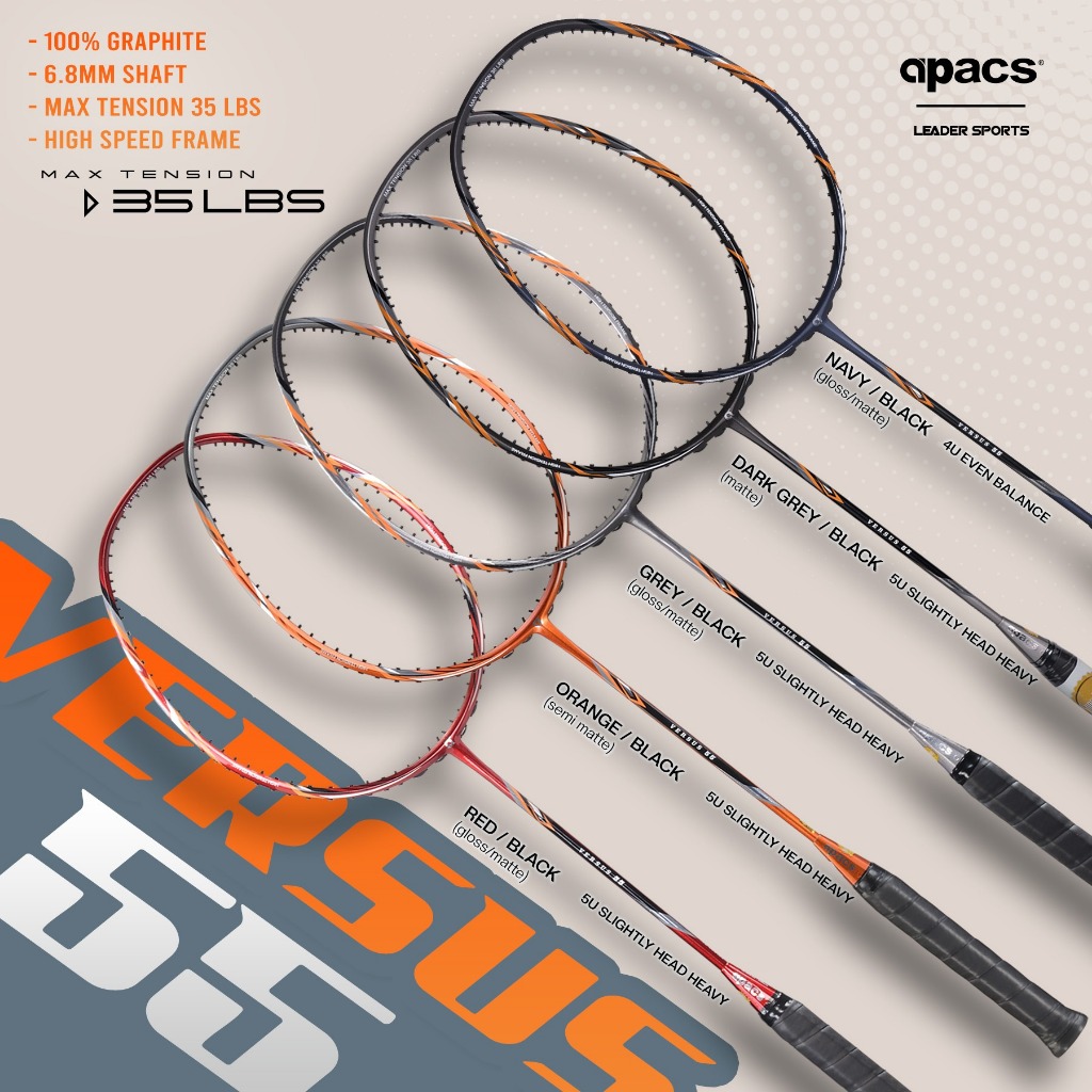 (ฟรี STRING+GRIP) APACS BADMINTON CKET VERSUS 55