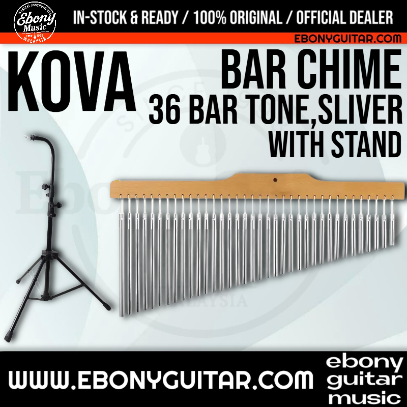 Kova 36-Bar Single Row Chimes Sliver - Professional Percussion Bar Chimes พร้อมขาตั้งปรับระดับได้