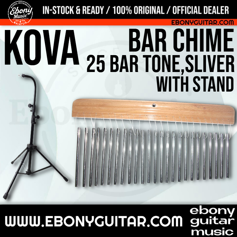Kova 25-Bar Single Row Chimes Sliver - Professional Percussion Bar Chimes พร้อมขาตั้งปรับระดับได้