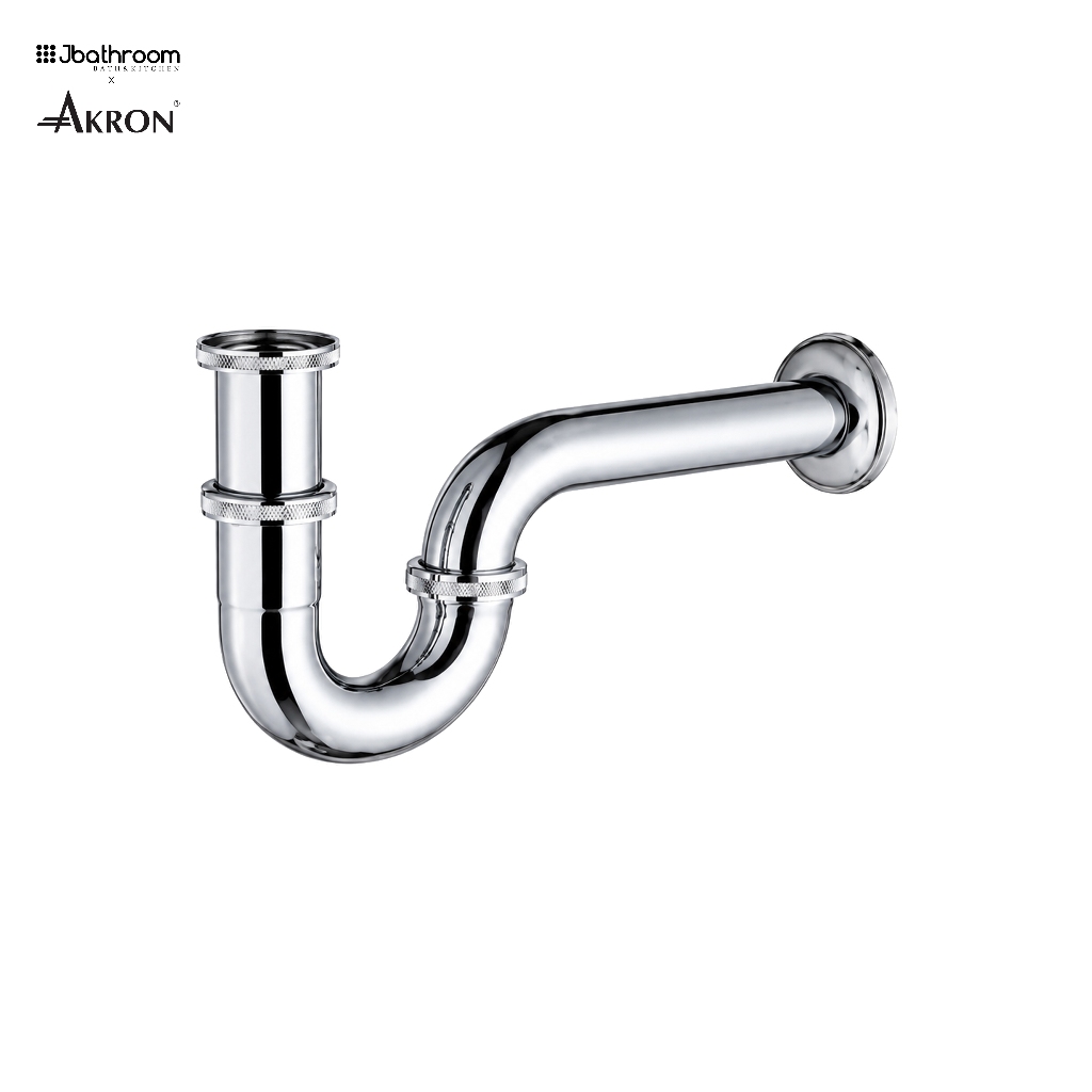 Akron A-126-C38 ทองเหลืองโครเมียม 1½" อ่างล้างจานท่อ P-Trap พร้อมท่อแนวตั้งยาว 180 มม. &หลอดยาว 330 