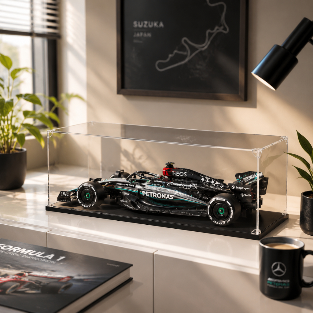 ตู้โชว์อะคริลิคตู้โชว์กันฝุ่นสําหรับ LEGO 42171 Mercedes-AMG F1 W14 รถแข่ง