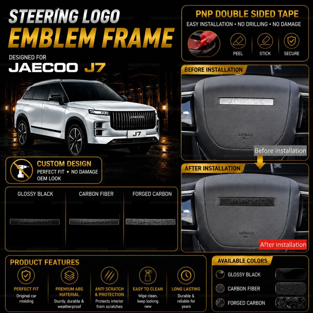 AMAZING JAECOO J7 STEERING LOGO EMBLEM FRAME COVER อุปกรณ์เสริมในรถยนต์