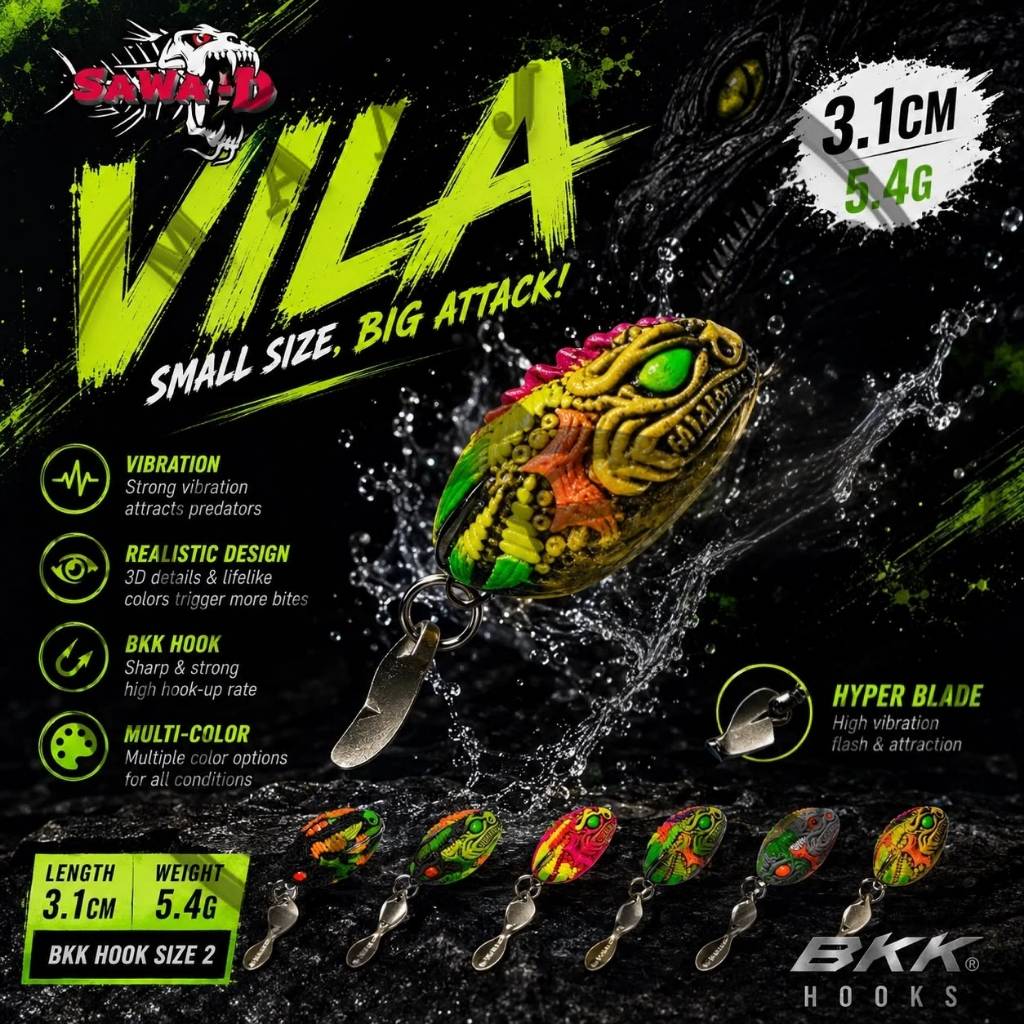Sawa-D VILA เหยื่อตกปลากบนุ่ม [3.1ซม. / 5.4g] BKK HOOK