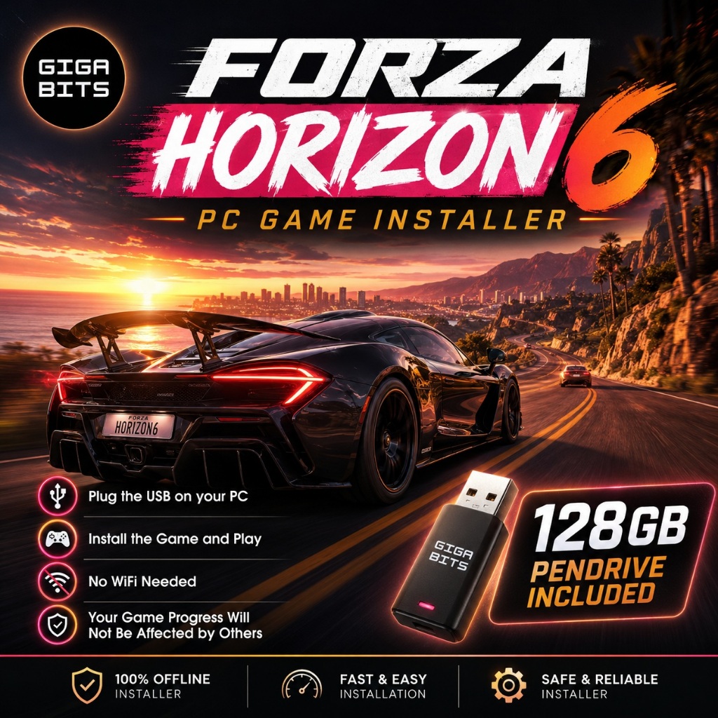 Forza Horizon 6 128GB Pendrive เกมติดตั้งสําหรับ PC เกมปลั๊ก USB thumbdrive ติดตั้งและเล่น gta