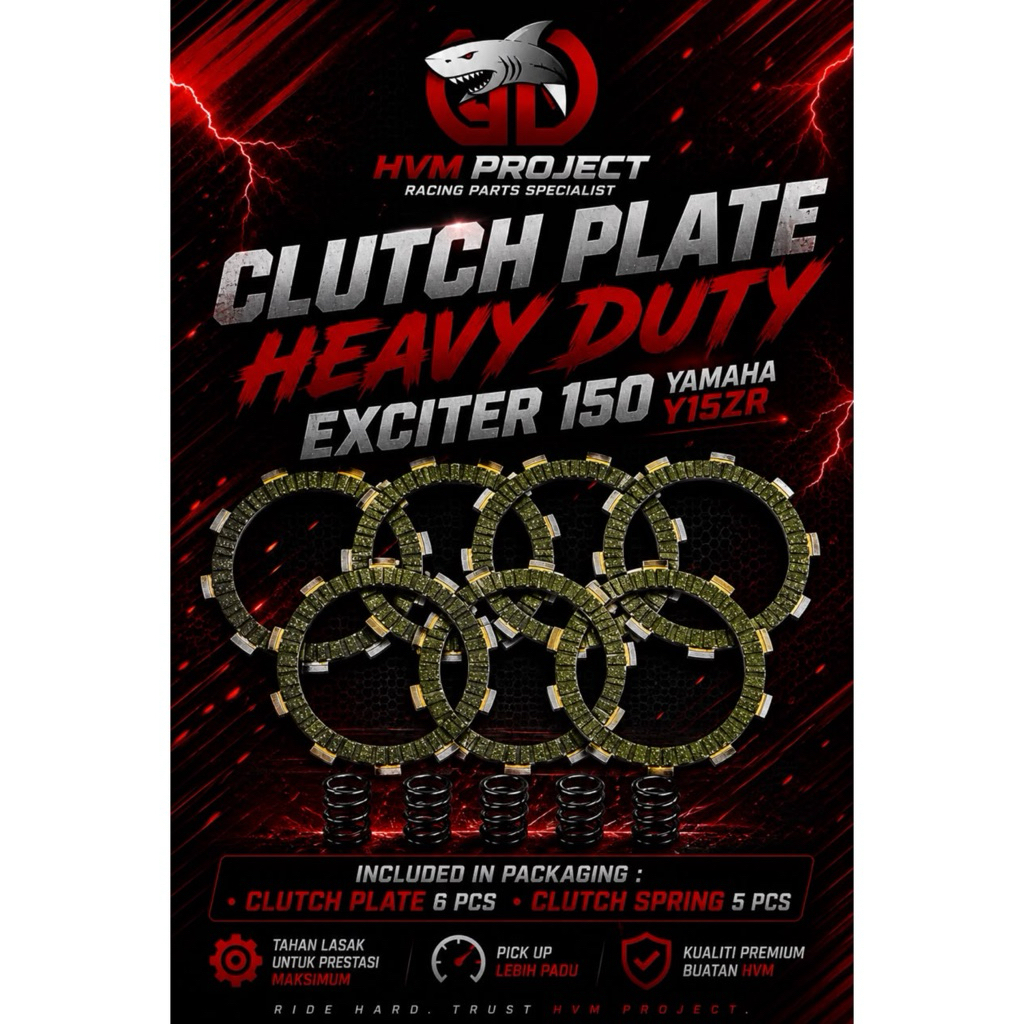 HVM PROJECT CLUTCH PLATE RACING HEAVY DUTY WITH SPRING CLUTCH Y15ZR ( 6 ชิ้น )