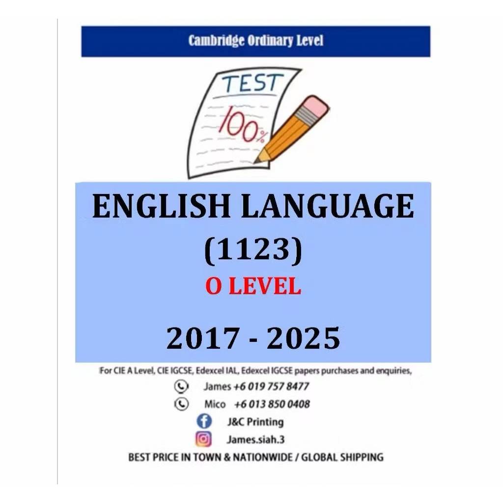 O Level ENGLISH (1123) 2017-June/Nov 2025 (กระดาษ 1,2)
