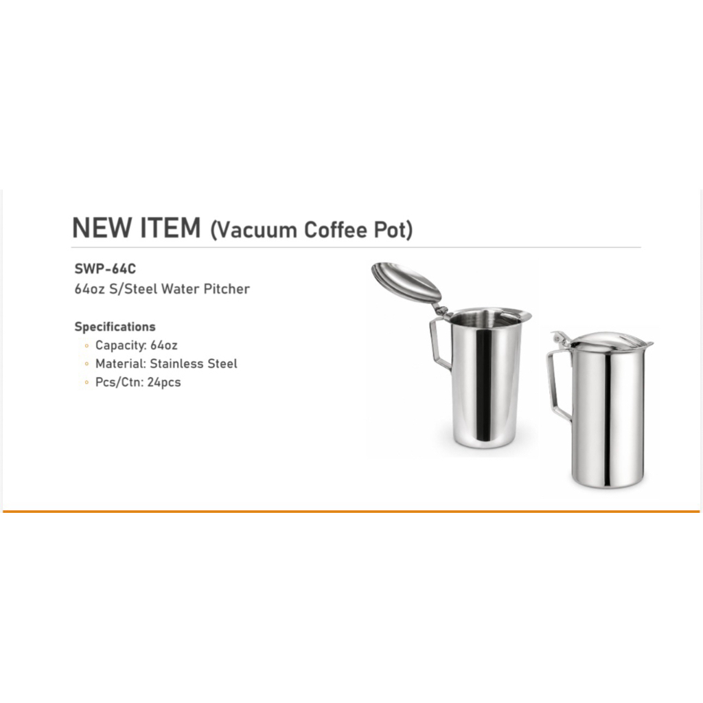 Mk.wares SWP-64C 64oz เหยือกน้ําสแตนเลสพร้อมฝาปิด/Jug Air VIP Bertutup 64oz/Jug Steel