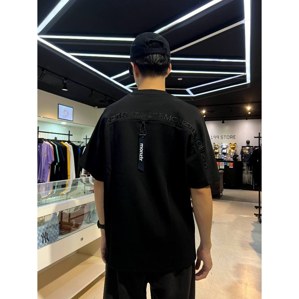 MONZTR ESSENTIAL STRAP TEE สีดําล้วน