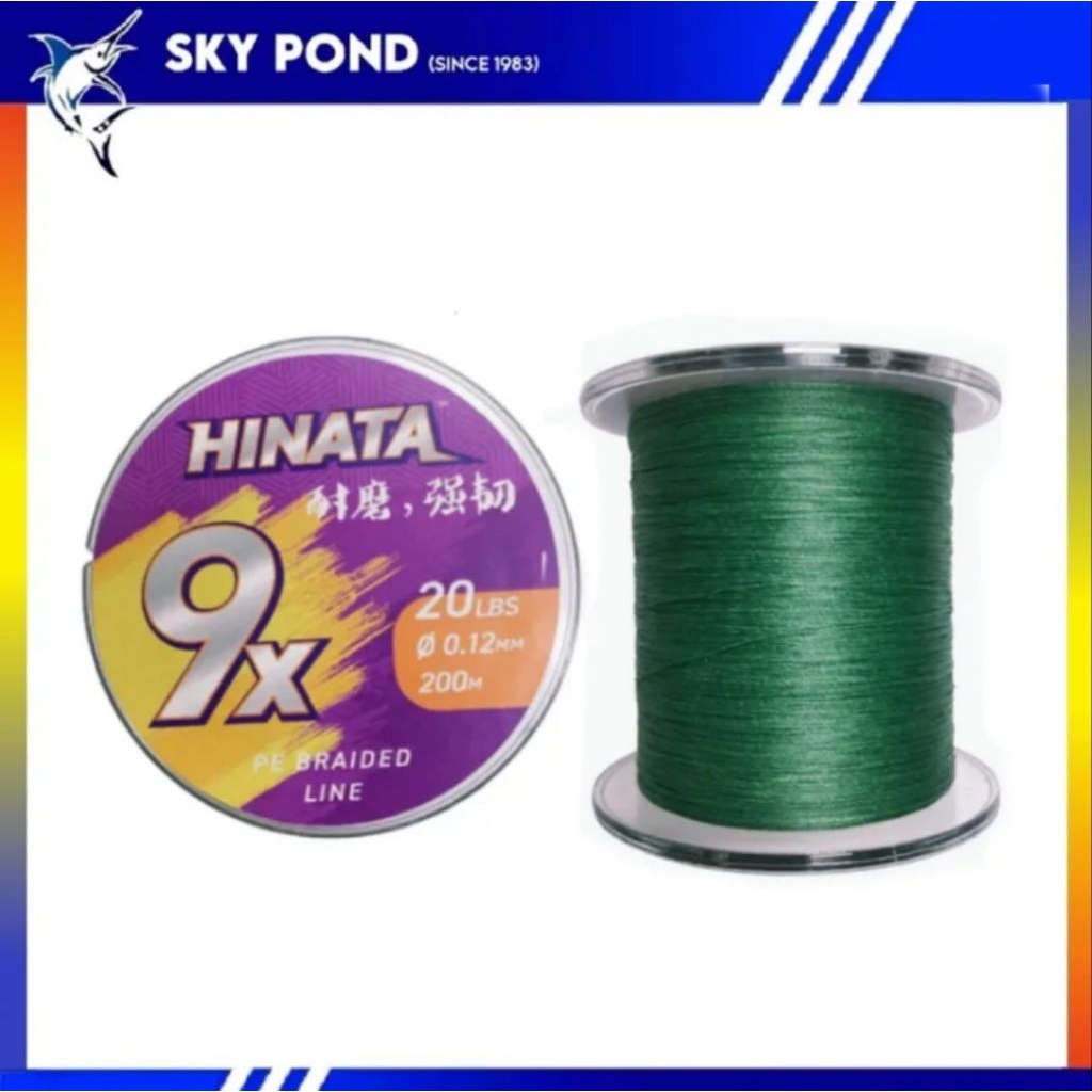 HINATA X9 สายถัก PE 200m (15lbs/29lbs.30lbs.40lbs/50lbs)