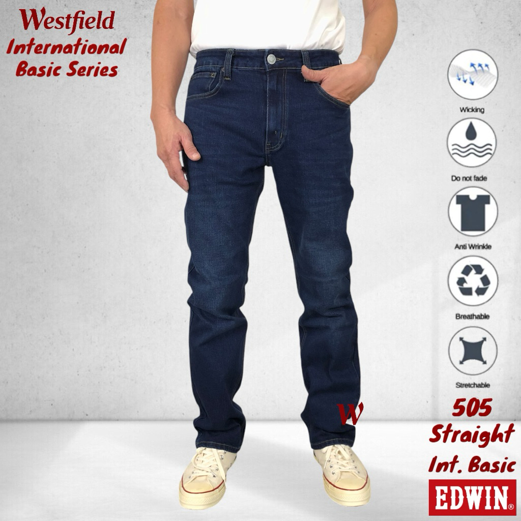 EDWIN Mens 505 Stretchable Dk Blue Straight Cut Jeans ( 7705 2917 )