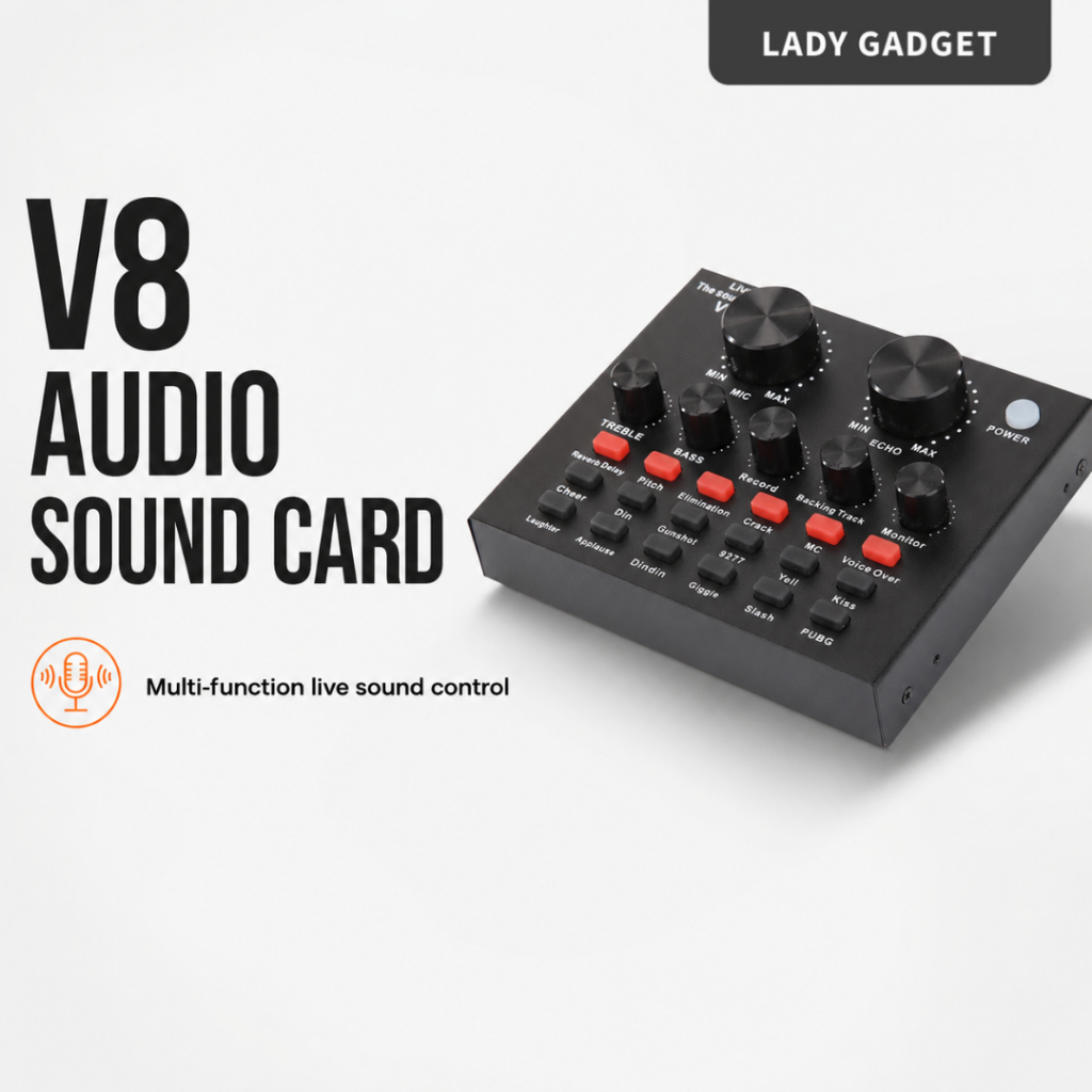 V8 V8S + DPS Mixer การ์ดเสียงสดพร้อมบลูทูธ, 16 เสียง + ปุ่ม 9 ปุ่ม + ไมโครโฟนครบชุดสําหรับโทรศัพท์พี