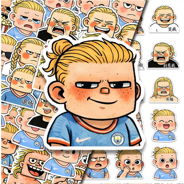 Haaland Sticker Pack Cute Cartoon Football Star Funny Emoji Doodle Sticker