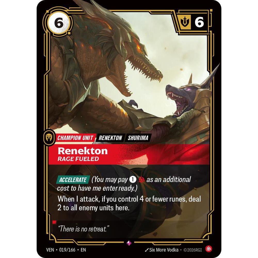 💥 Riftbound TCG | Renekton - Rage Fueled | VEN 019/166 การ์ดเดี่ยว VEN