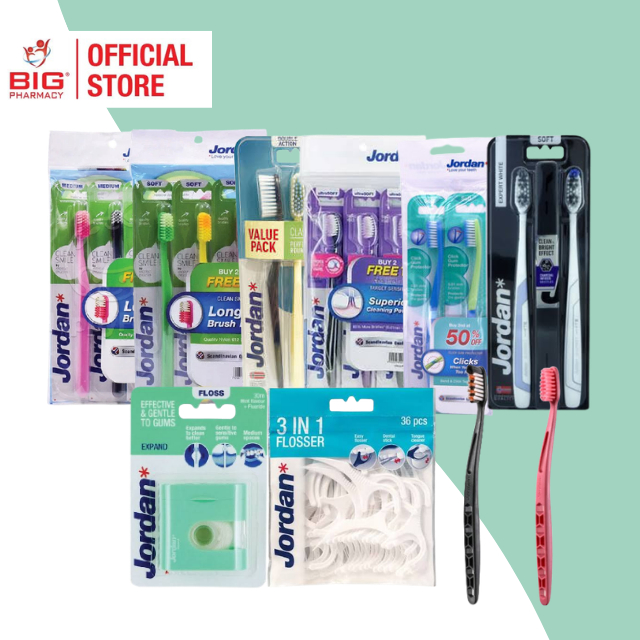 แปรงสีฟันสําหรับผู้ใหญ่ Jordan (Clean Smile / UltraLite 0.01mm / Click Gum / Target Sensitive / Expert White) - นุ่ม/แข็ง | 100