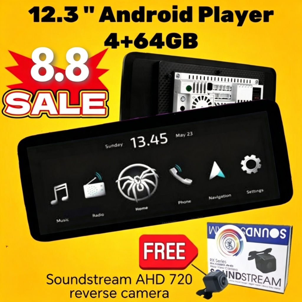 12.3" รถ ANDROID PLAYER 360 QLED ULTRA HD SUPPORT 360 CAMERA APPLE CAR PLAY & ANDROID AUTO YOUTUBE /